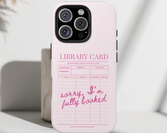Spersonalizowany etui na telefon z książką w formie karty bibliotecznej: „Przepraszam, ale jestem zajęty” – prezent książkowy