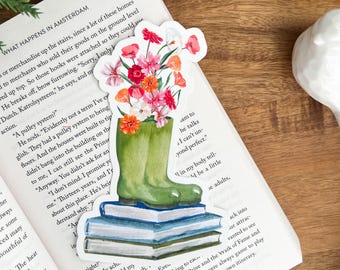 Spring Books & Flower Boot Die Cut Bookmark