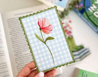 Marcapáginas de flores de cuadros primaverales: Marcapáginas troquelado