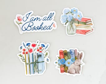Bookish Stickers for Book Lovers: Floral Watercolor Sticker For Reader
