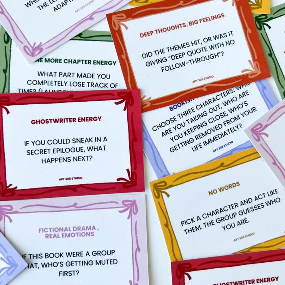 Fun Book Club Discussion Cards: 48 Conversation Starter Questions