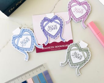Coquette Book Lover Magnetic Bookmark: Cute Book Club Gift