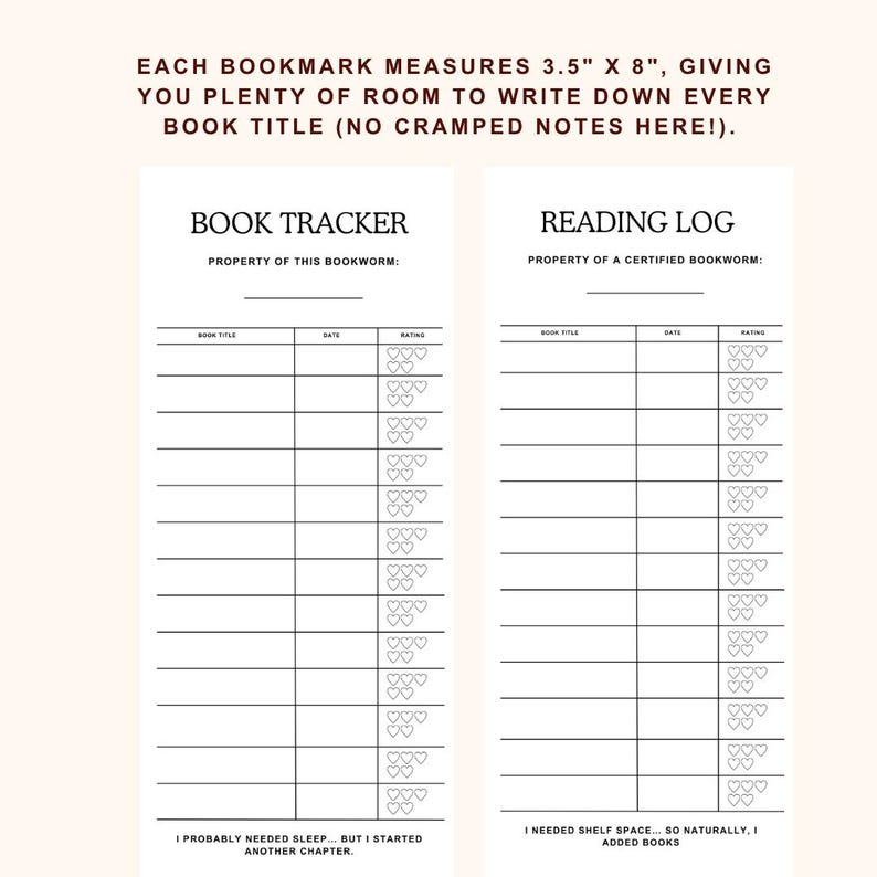 Reading Tracker Printable Bookmark: Reading List Bookmarks for Book ...