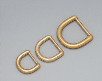 Boucle d'anneau en D transparente dorée pour sac et bandoulière en laiton avec boucle en D