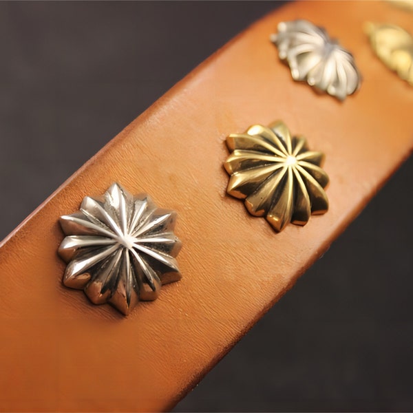 Brass Chrysanthemum prong Conchos Screw Back Rivets Leather Craft Decoration Hardwares 10MM /12MM /15MM/ 18MM