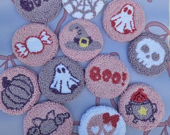 Set di 2 sottobicchieri per tazze di Halloween, graziosi sottobicchieri per auto, accessori per auto, regali per auto, decorazioni spettrali per auto, sottobicchieri fantasma, sottobicchieri della stagione spettrale