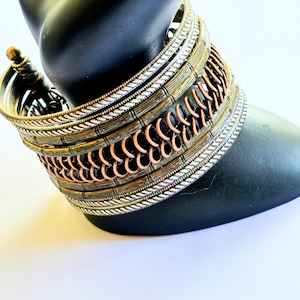 Premier Designs Mixed Metal Cuff Bracelet: Ethnic Boho Wire Jewelry