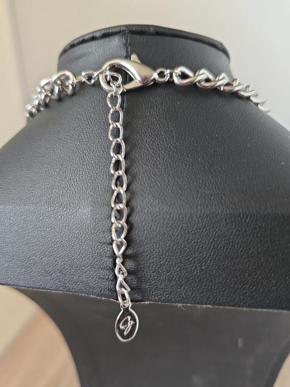 CJ Signed Chainmail Silvertone Chainmail N Clear … - image 5