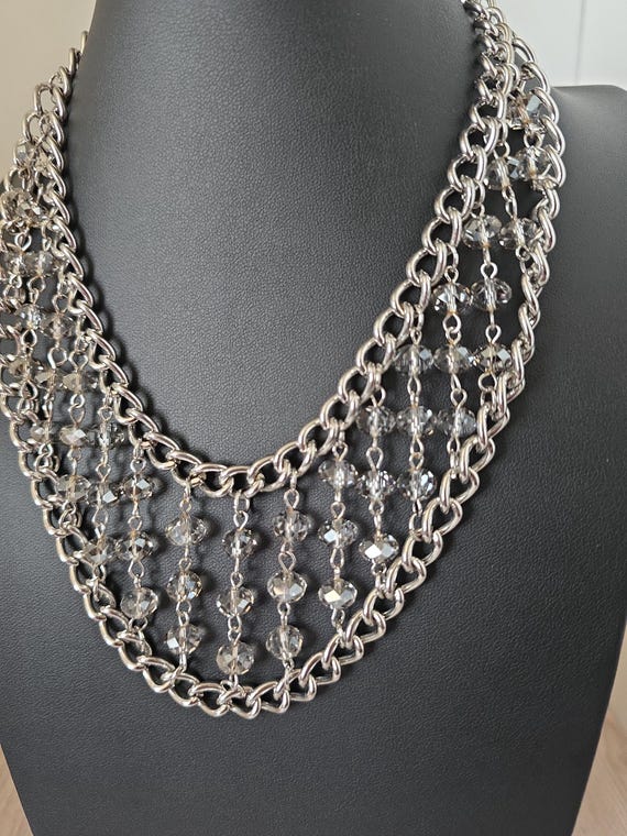 CJ Signed Chainmail Silvertone Chainmail N Clear … - image 3
