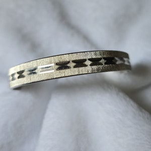 Vintage Monet Signed Brush Silvertone Diamond Cut Bangle Bracelet.