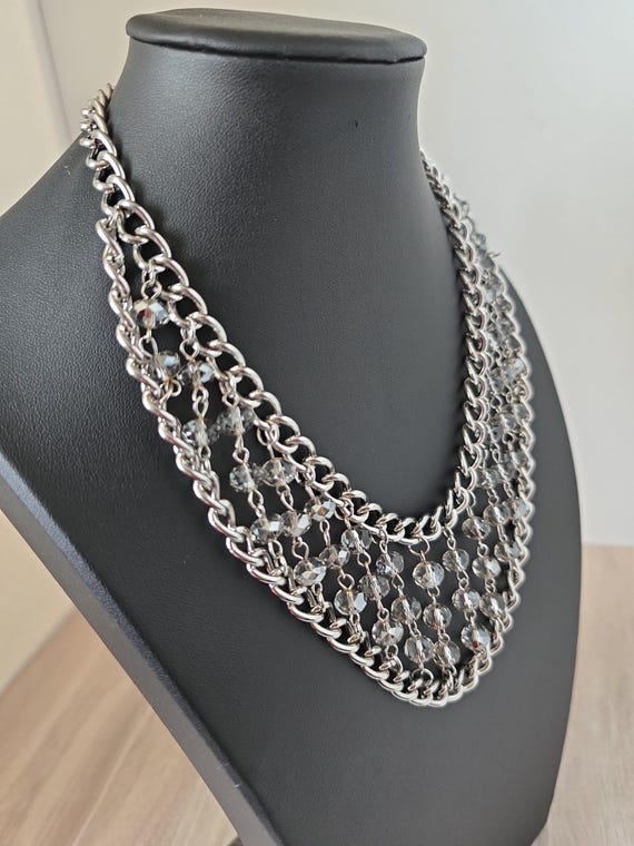 CJ Signed Chainmail Silvertone Chainmail N Clear … - image 6