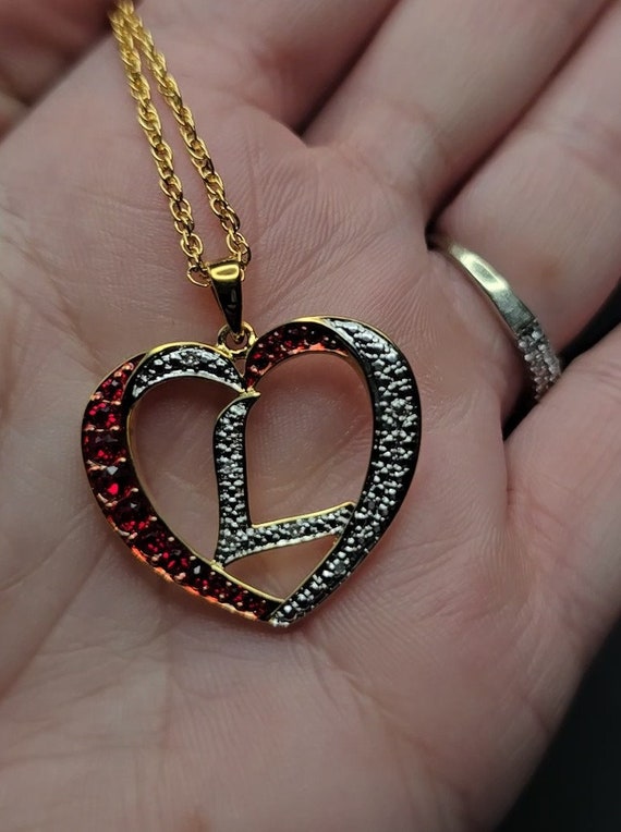 DANBERRY MINT Goldtone heart with diamonds n Red n