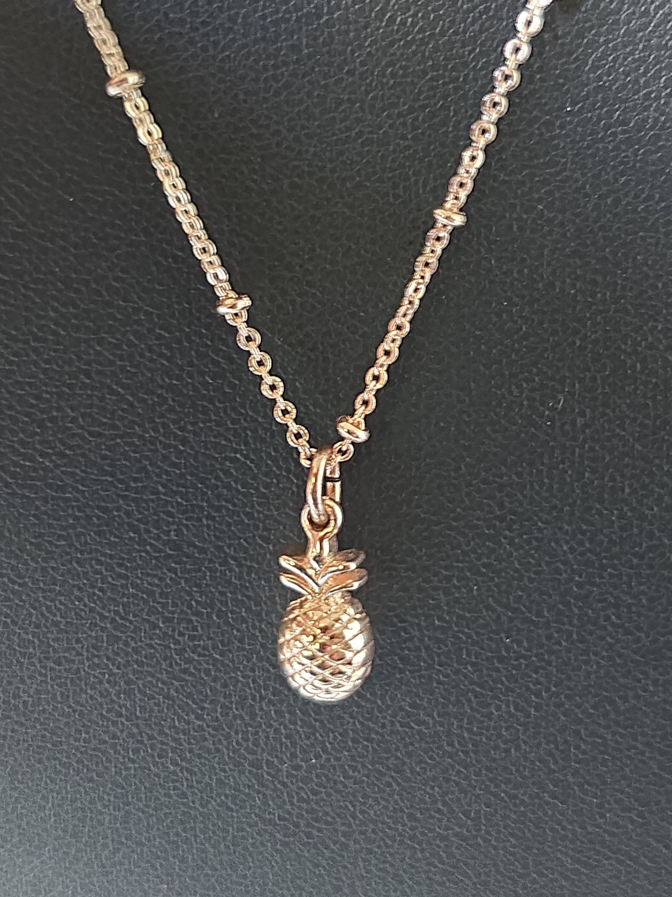 LC Lauren Conrad Pineapple Ananas 16 Necklace Goldtone Beaded Chain Adjustable Etsy