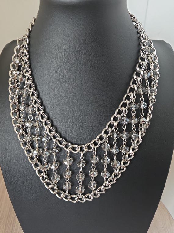 CJ Signed Chainmail Silvertone Chainmail N Clear … - image 4
