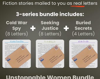 Ficción enviada como cartas reales / Paquete de 20 cartas de mujeres imparables / 20 historias semanales personalizadas en forma de cartas