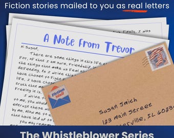 Ficción enviada como cartas reales / Cartas de ficción de un denunciante / Un thriller de acción en forma de 8 cartas semanales personalizadas por correo / Regalo único