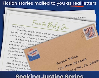 Ficción enviada como cartas reales / Cartas de ficción en busca de justicia / Un misterio de asesinato en 8 cartas semanales personalizadas por correo / Regalo único