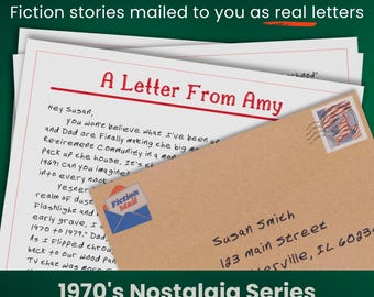 Ficción enviada como cartas reales / Cartas de ficción nostálgicas de los años 70 / Un viaje al pasado a través de 4 cartas semanales personalizadas enviadas por correo