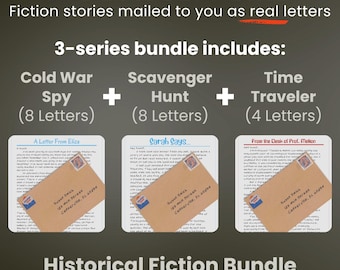 Ficción enviada como cartas reales / Paquete de ficción histórica: una colección de cartas de ficción / Aventuras históricas en forma de 20 cartas semanales personalizadas