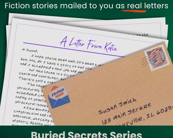 Ficción enviada como cartas reales / Cartas de ficción con secretos enterrados / Un misterio de asesinato en 4 cartas semanales personalizadas por correo / Regalo único
