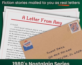 Ficción enviada como cartas reales / Cartas de ficción nostálgicas de los años 80 / Un viaje al pasado a través de 4 cartas semanales personalizadas enviadas por correo