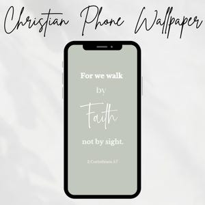 Christelijk geloof groene achtergrond telefoonbehang voor iPhone of Android, leuk behang, digitale download, telefoonvergrendelingsscherm, digitaal bestand