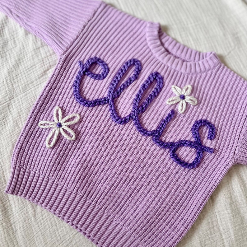 Custom Baby Sweater Custom Toddler Sweater Name Sweater Embroidered Sweater Birthday Outfit Baby Announcement Baby Gift image 3