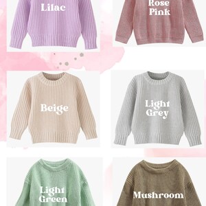 Custom Baby Sweater Custom Toddler Sweater Name Sweater Embroidered Sweater Birthday Outfit Baby Announcement Baby Gift image 6