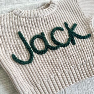 Custom Baby Sweater Custom Toddler Sweater Name Sweater Embroidered Sweater Birthday Outfit Baby Announcement Baby Gift image 4