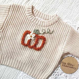Pumpkin Sweater | Fall Colors | Oversized Sweater | Halloween Sweater | Embroidered Sweater | Baby Announcement | Baby Gift | Spooky