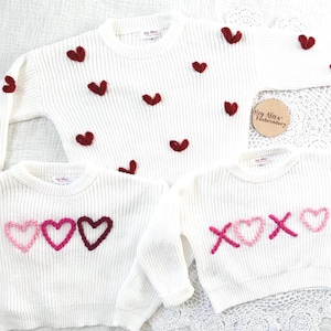Valentine’s Day Sweater | Valentine’s Day Outfit | Heart Sweater | XOXO Sweater | Embroidered Sweater | Baby Gift | Toddler Gift | Baby Girl