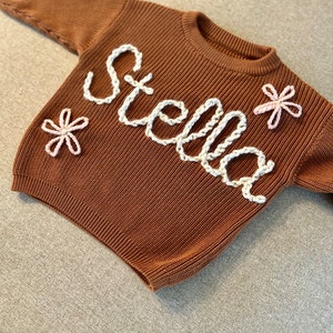 Custom Baby Sweater Custom Toddler Sweater Name Sweater Embroidered Sweater Birthday Outfit Baby Announcement Baby Gift image 5
