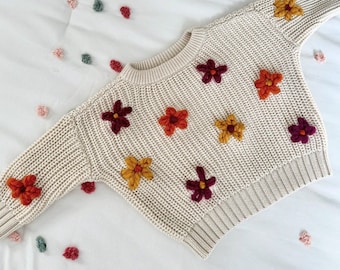 Flower Sweater | Floral | Embroidered Sweater | Toddler Outfit | Baby Announcement | Toddler Sweater | Baby Sweater | Baby Gift