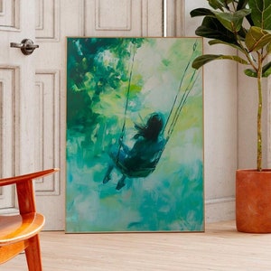 Abstract People Wall Art Emerald Green Green Decor Living Room Print Figurative Art Abstract Modern Print Mid Century Wall Art Trendy Print