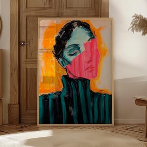 Maximalist Poster Colourful Wall Art Figurative Print Mid Century Wall Art Abstract Print Girly Wall Art Emerald Green Decor Living Room Art