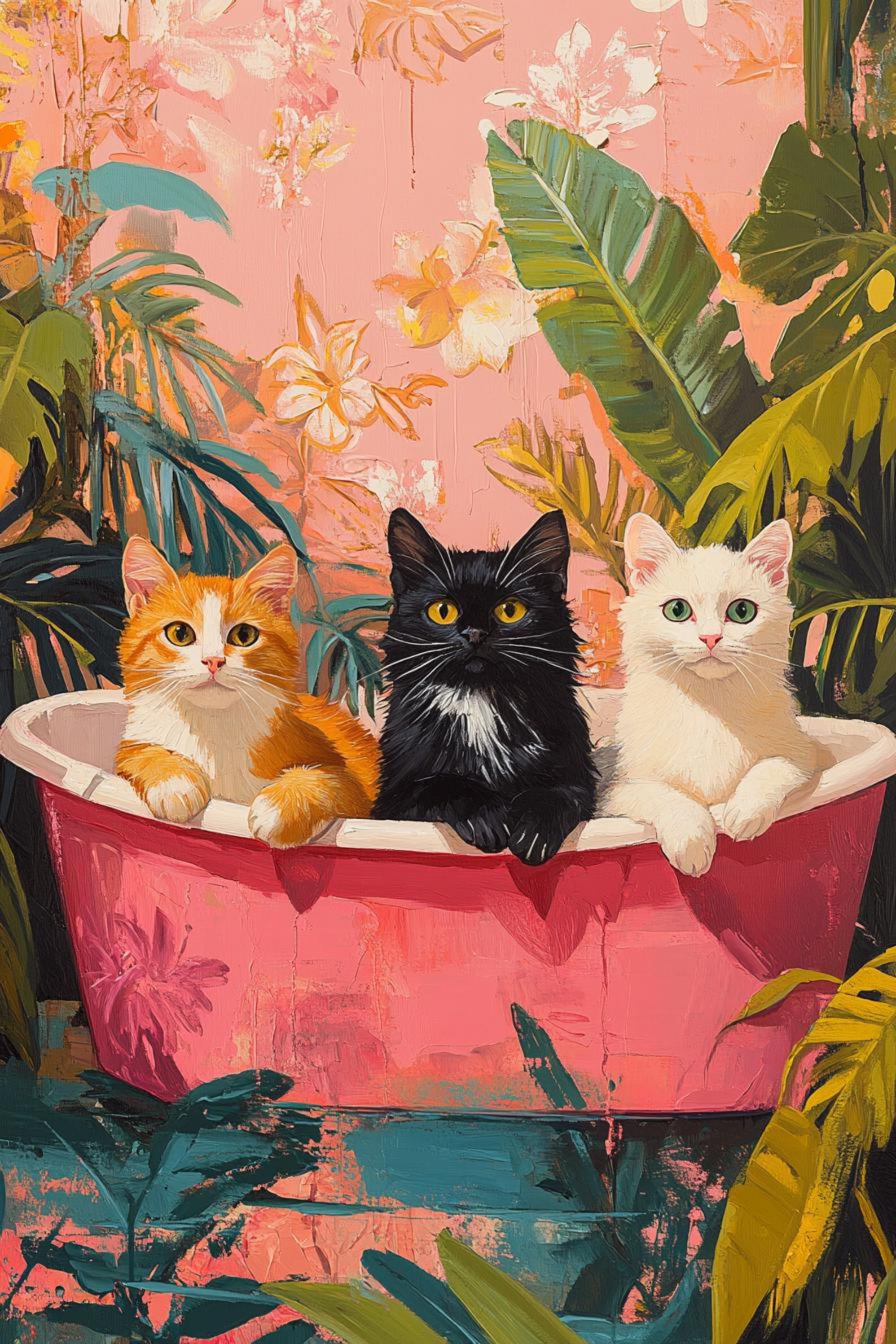 Bath Cat Print Funny Poster Cat Wall Decor Bathroom Wall Art Bathtube ...