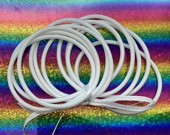 Set of 10 White 80s Jelly Bracelets Wrapped In A White Satin Bow
