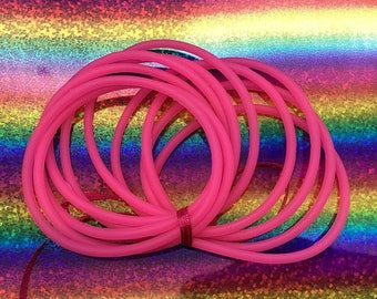 Set of 10 Pink 80s Jelly Bracelets Wrapped In A Pink Satin Bow