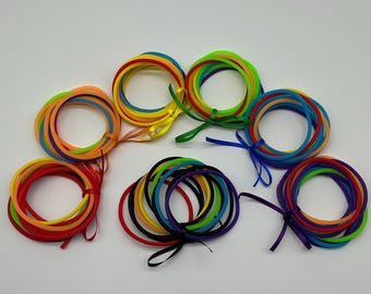 Set of 50 Rainbow and Black, Blue, Green, Orange, Purple, Red and Yellow 80s Jelly Bracelets