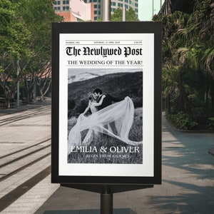 Wedding Newspaper Template with Photo, Wedding Newspaper Template, Wedding Program, Newlywed Times, Editable Newspaper Itinerary, Marriage