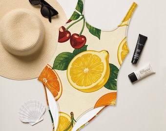 Summer Fruit One-Piece Swimsuit | Recycled Eco- Friendly Swimsuit Retro Swimsuit