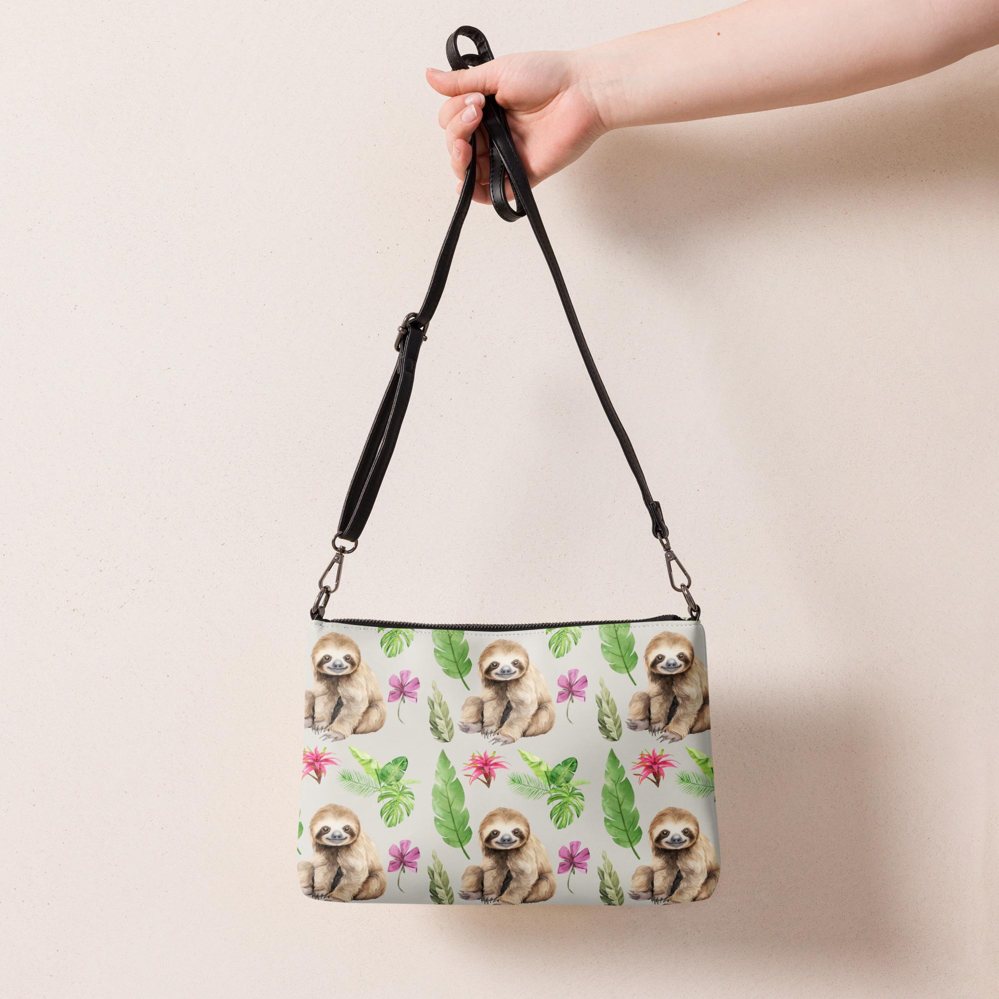 Sloth "Hang Loose" Canvas Hobo Bag By Sleepyville Critters