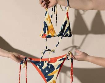 Maui Drift String Bikini Set | Floral Recycled Eco Friendly Bikini Floral Bathing Suit