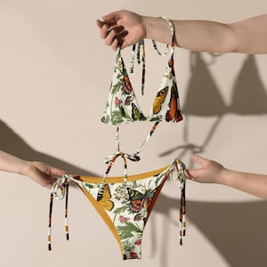 Butterfly Garden String Bikini Set | Tropical Minimalist Recycled Eco Friendly Bikini Boho Beachwear Nature Bathing Suit
