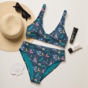 Exotic Crain Wildflower String Bikini Set | Minimalist Recycled Eco Friendly Bird Bikini Boho Witchy Beachwear Celestial Forest Bathing Suit