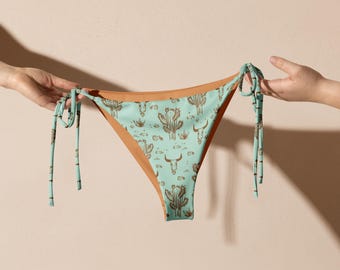 Desert Out West String Bikini Bottom | Desert Botanical Recycled Bikini Boho Swimsuit