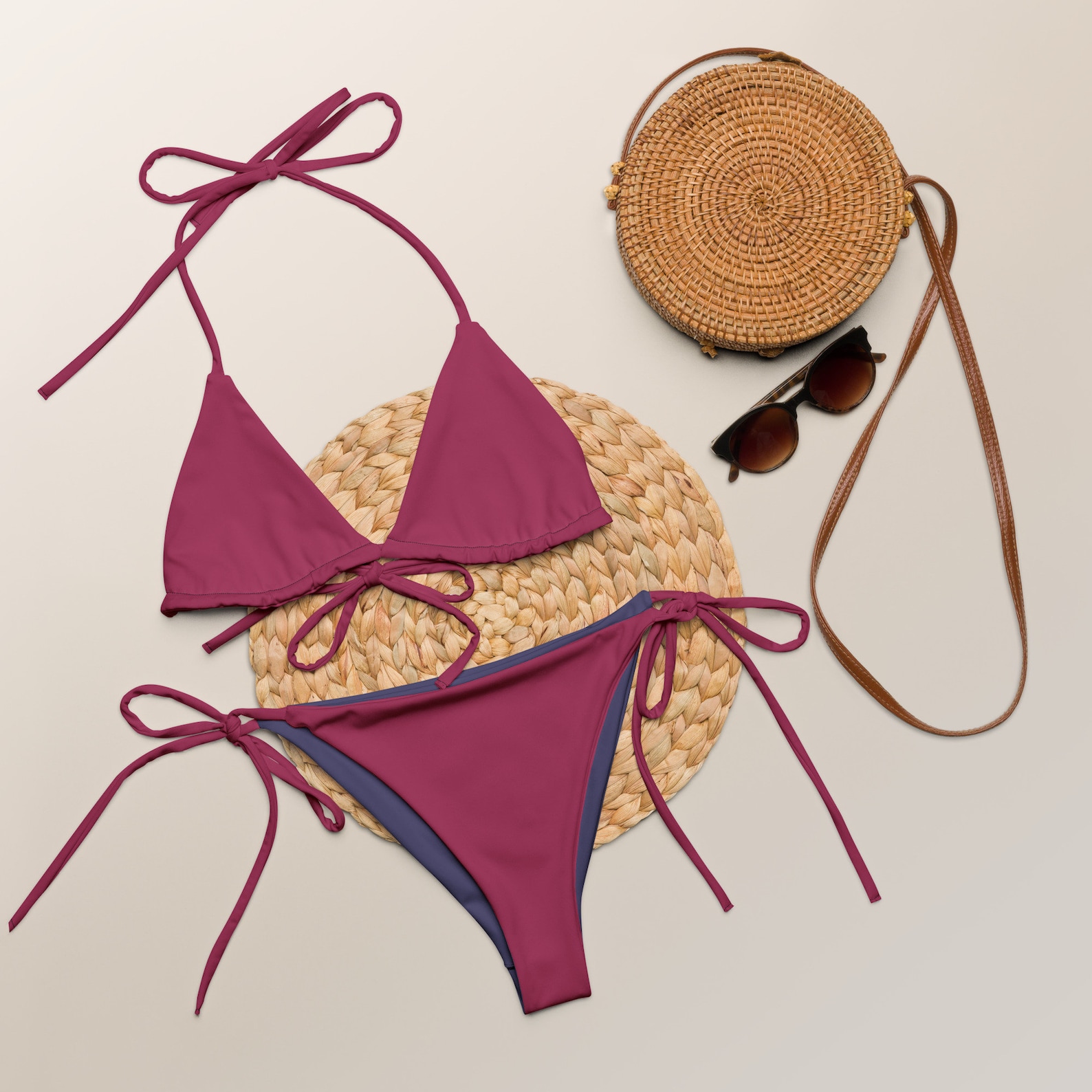 Summer Rose Simple String Bikini Set | Minimalist Recycled Eco Friendly ...