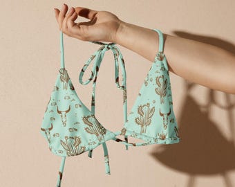Desert Out West Bikini Top | Recycled Bikini Tropical Botanical Swimsuit Eco Friendly Beachwear