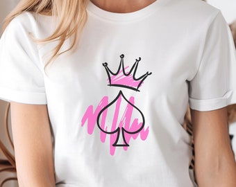 Flirty Queen of Spades T-Shirt with Crown & Spade - Simple and Bold - Express Delivery Available