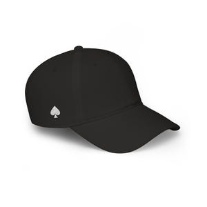 Queen of Spades Hat | QOS Embroidered Baseball Cap | Low Profile Spade Cap, Adjustable Cotton Twill Cap Black